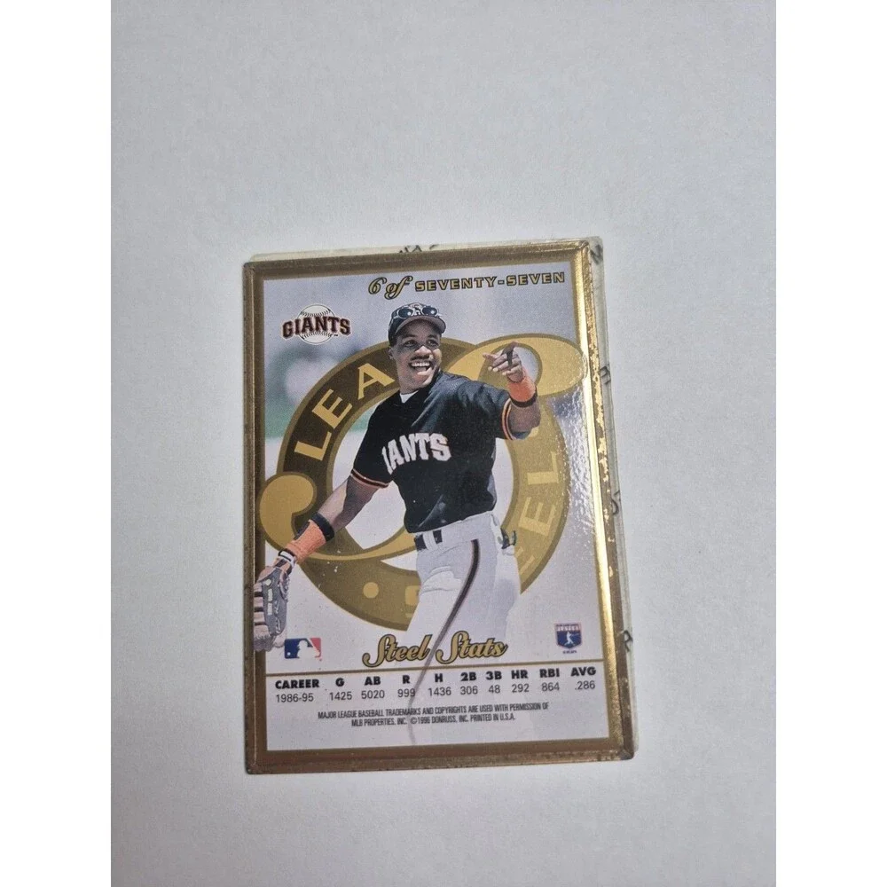 BARRY BONDS-1996 LEAF STEEL GOLD-W/ FILM⚾️ BASEBALL CARD-SAN FRANCISCO GIANTS #6